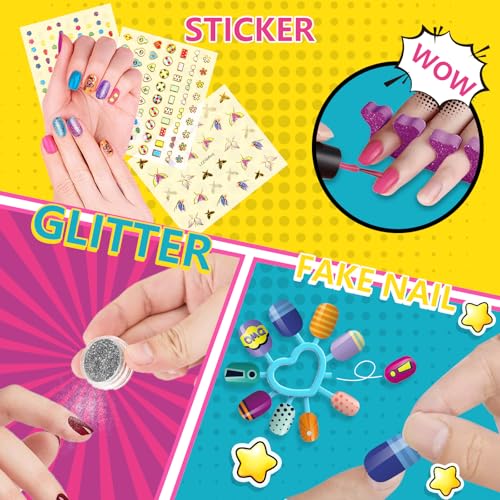 Kids Nail Polish Set with 4 Nail Art Pens, Dryer & Accessories - Safe & Non-Toxic