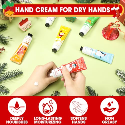 60 Pcs Christmas Gifts Hand Cream Bulk for Women Shea Christmas Hand Lotion for Dry Skin Travel Hand Cream Bulk for Men Women Christmas Gift Stocking Stuffers, 6 Different Fragrances
