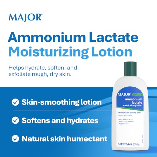 Major Ammonium Lactate 12% Moisturizing Lotion 14 Oz Pack of 2 for Dry Skin Relief