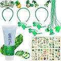 117 Pcs St. Patrick's Day Accessories Kit , Custom Shamrock Green Glitter Gel, Necklaces, Headbands, Shamrock Eyeglasses, Bracelets ,Tattoo Stickers, Irish Party Favors Festival Decorations