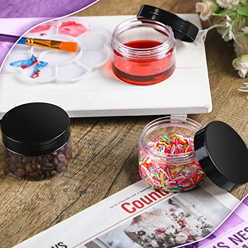Clear Plastic Jars with Lids - 4 Oz Black - Bulk 150 Pack for Cosmetics