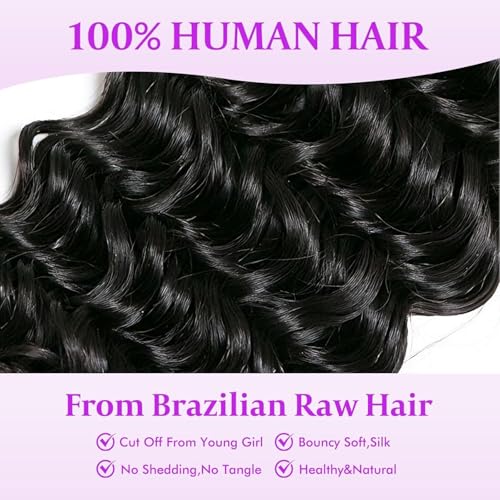 Deep Wave Human Hair Bundles 20 22 24 Inch Virgin Brazilian Curly Extensions