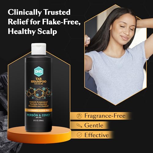 DHS Coal Tar Shampoo Unscented 8 Fl Oz Pack of 3 - Scalp Care for Itching & Dandruff