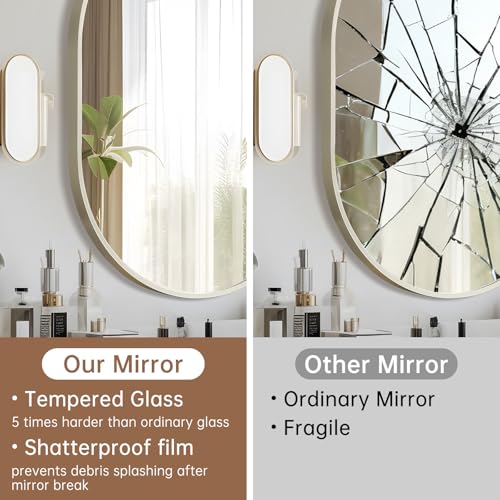 22x30 Inch Oval Brushed Nickel Bathroom Mirror - Modern Wall Decor