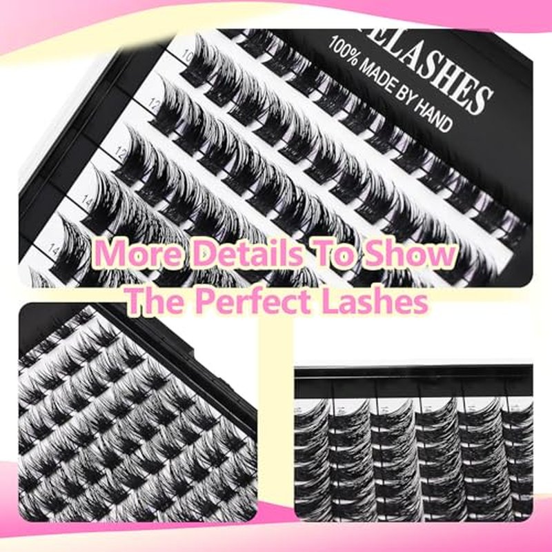 Mixed 8-12-14-16mm/8-10-12-14mm/10-12-14-16mm/14-15-16mm Wide Stem Individual False Eyelashes Soft Lightweight Volume Eyelashes Extensions Makeup Cluster Lashes (Mixed 8-10-12-14mm)