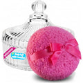 Magenta Rose Body Powder Puff with Clear Container - Extra Soft & Fluffy