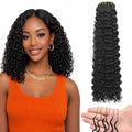 12 Inch Deep Wave Feather Crochet Hair 100 Strands - Black Women Synthetic Bundle