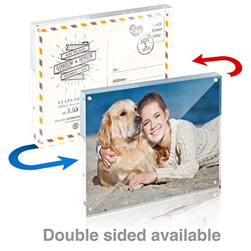 TWING 8x10 Acrylic Picture Frame Set - 5 Pack, Thicker Frameless Clear Displays