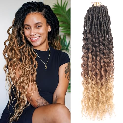 Deep Faux Locs Crochet Hair 24 Inch - Black to Blonde Goddess Locs 8 Packs