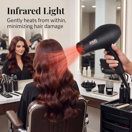 Infrared Hair Dryer with Ionic Technology - Professional Salon Blow Dryer - Black Gold