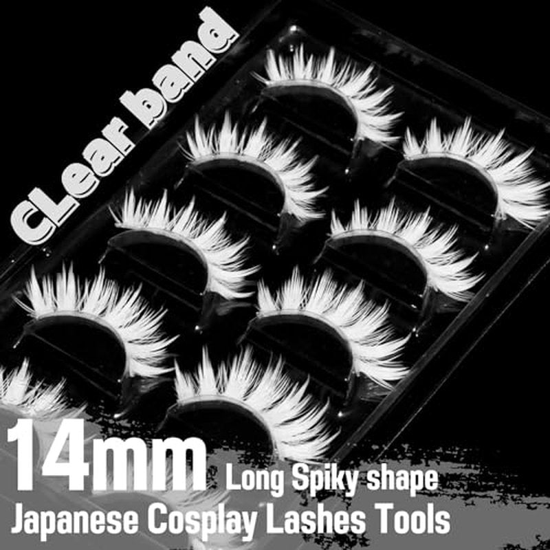 Halloween White False Lashes Extension Tools Japanese Anime Cosplay Natural Makeup Looking Masquerade Party Eye Lashes (02B)