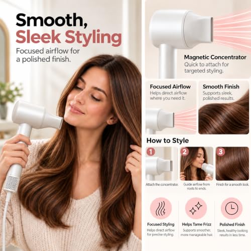 Nixyldon Lightweight High-Speed Hair Dryer with Diffuser, 330g
