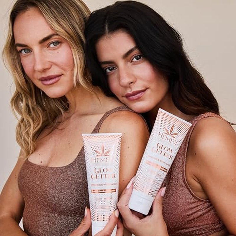 Hempz Glow Getter Gradual Self-Tanning Lotion ? Medium to Dark, 7.5 oz | Natural Golden Tan, Summer Glow, Vegan Hydrating Moisturizer for legs, arms and body