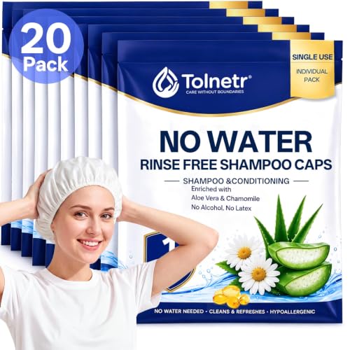 Tolnetr 20 Pack No-Water Rinse Shampoo Caps Microwavable for Bedridden Patients