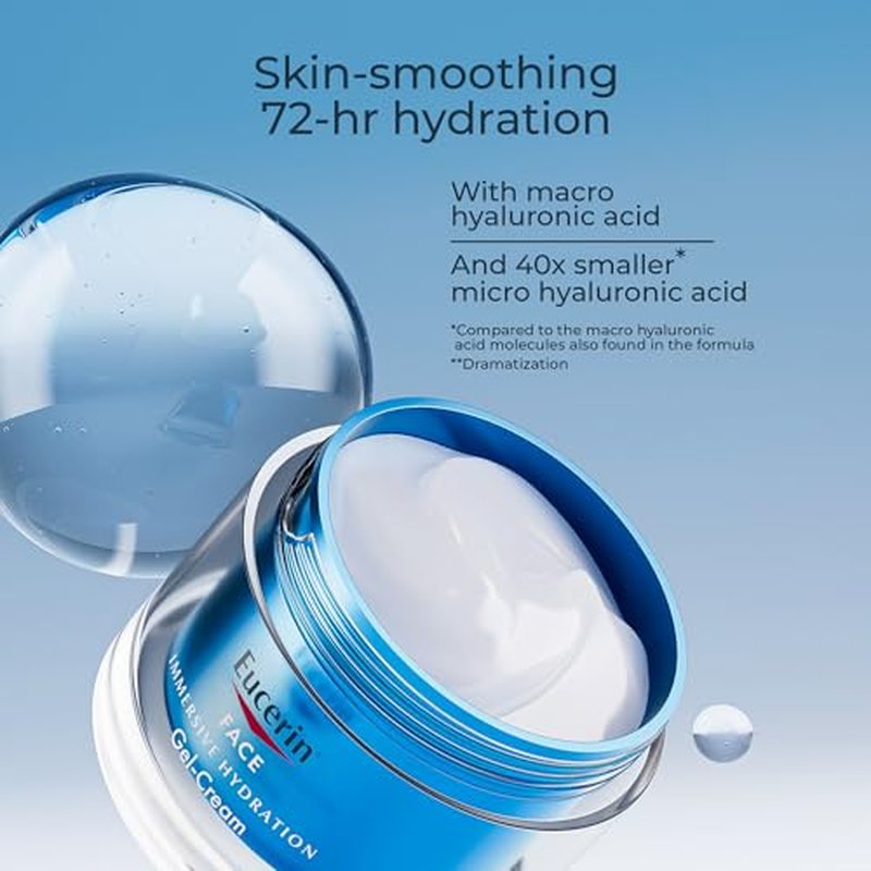 Eucerin Immersive Hydration Replenishing Night Gel Face Cream with Hyaluronic Acid and Provitamin B5, Ultra-Lightweight Face Moisturizer Reduces Look of Fine Lines and Wrinkles, 1.7 Oz Jar