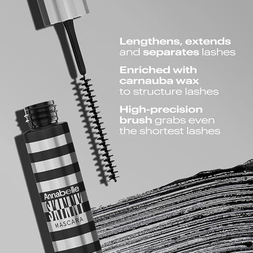 Annabelle Skinny Mascara, Black, Award-Winning Mascara, New Eco-Friendly Packaging, Ultimate Length & Definition, Microscopic & Ultra-Precise Brush, Hypoallergenic, 0.13 fl oz