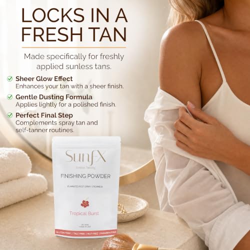 SunFX Setting Powder for Spray Tan 16oz - Talc-Free Vegan Tropical Burst Variation