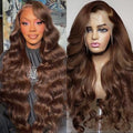 Chocolate Brown Lace Front Wig 28 Inch Body Wave Human Hair HD 13x4