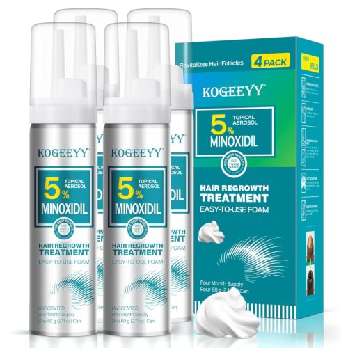 Minoxidil Foam for Men 5% Hair & Beard Growth Treatment - Unscented, 4 Pack