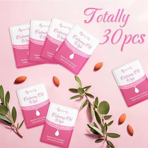 Beauty7 Post Wax Calming Oil Wipes 30 Packs Post Wax Oil Wipes Post Waxing Cleanser After Wax Remover Removes Residue Reduces Redness Refill Pack