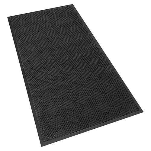 Heavy Duty Indoor Outdoor Front Door Mat 3' x 6' Black Diamond - Durable Entryway Rug