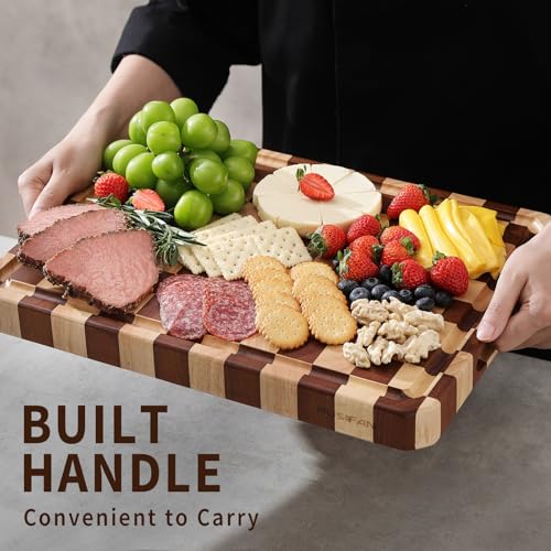 Large Acacia Wood Cutting Board for Kitchen Meat Cheese Fruits Vegetables