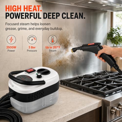 2500W Handheld Steam Cleaner for Kitchen & Bathroom Cleaning