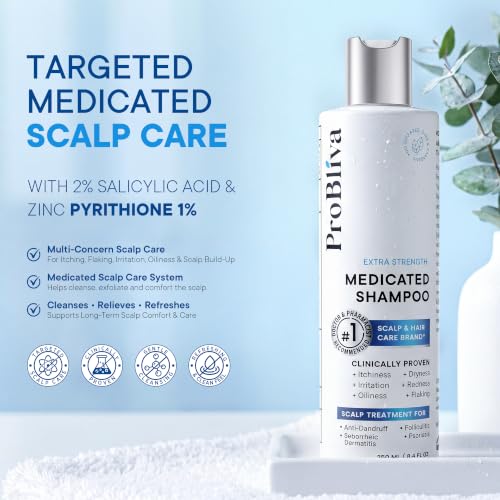 ProBliva Anti-Dandruff Shampoo 2-Pack | Fungal & Scalp Treatment with Zinc Pyrithione & Salicylic Acid