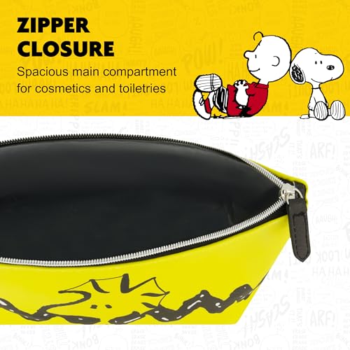 Concept One Peanuts Woodstock Travel Makeup Bag Yellow Trapezoid Cosmetic Organizer for Women