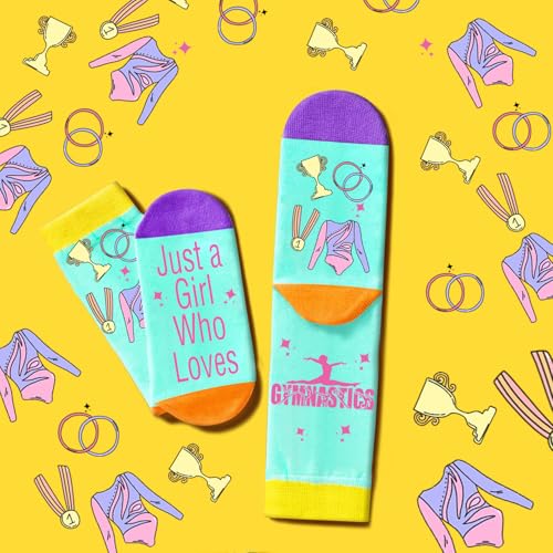 Gymnastics Gift Set for Gymnastics Lovers - Includes Socks, Stickers, Keychain & Makeup Bag - Variation of THIS listing: Gymnastics Set D
