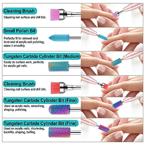 Lake Blue Nail Drill Bits Set with Rhinestone Storage Box – 25 Pieces for Acrylic & Gel Nails