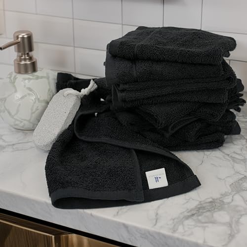 Black 24 Pack Washcloths Set - 12x12 Inches Cotton Towels for Bath & Spa - Tens Towels Variation of THIS listing