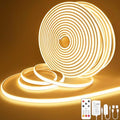 Lamomo 65.6Ft COB LED Strip Lights Warm White Dimmable Waterproof Neon Tape with Remote