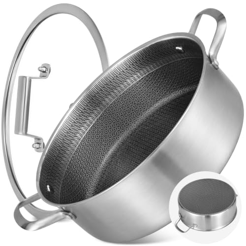 Large 8 QT Deep Frying Pan with Lid - 13 Inch Skillet for Family Meals