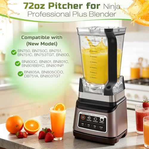 72oz Blender Pitcher Replacement for Ninja BN750 BN801 BN751 BN800 Blender