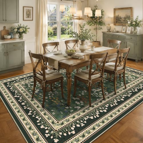Dark Green HelloTree 6x9 Floral Vintage Boho Area Rug for Living Room