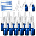 20 Pcs Nasal Spray Bottle, 5ML/0.17OZ 12 Pcs Blue Glass Refillable Nasal Spray Bottles Empty with 4 Funnels and 4 Labels