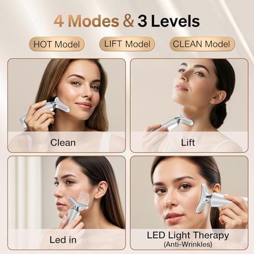 Face Massager Tool for Face and Neck, 7-in-1 Facial Neck Massager Tool with 4 Modes, Beauty Device Facial Massage for at-Home Skin Care or Travel Use