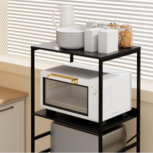 Black 2-Tier Mini Fridge Shelf Rack for Microwave & Kitchen Storage