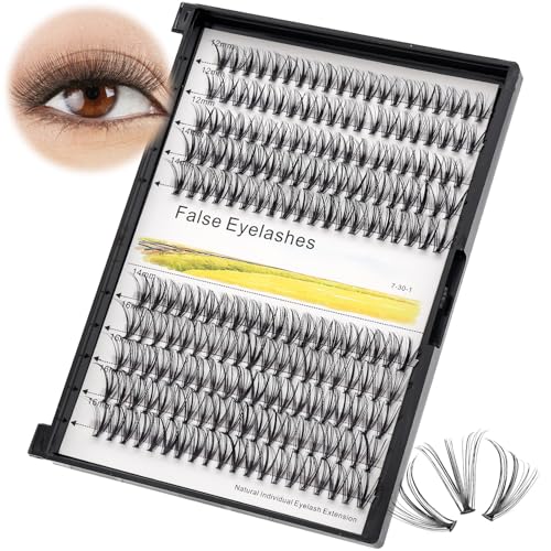 Product Customized,Large Tray-200Pcs 20 Roots Individual Fake False Eyelashes Cluster Thickness 0.07mm Mixed 8-16mm Dramatic Look 3D Volume Eye Lashes Extensions Beauty Tools (12-14-16mm)
