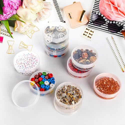50 Pack Clear Plastic Jars with Lids - 2 Oz Small Storage Containers