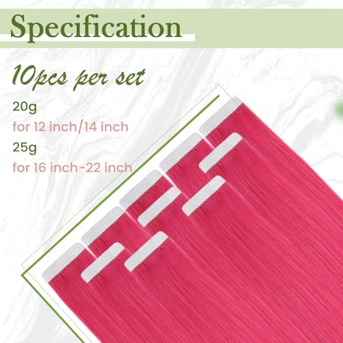 RUNATURE Color Tape-In Hair Extensions 12 Inch Human Hair 20g Pack of 10