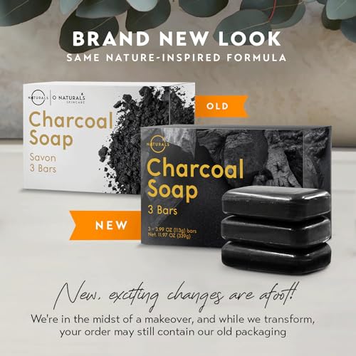 Charcoal Soap Bar - 12 Ounce Vegan Detoxifying Body & Face Cleanser - Pack of 2