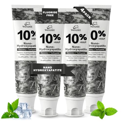 Nano Hydroxyapatite Toothpaste 10% - Fluoride Free Whitening, 4-Pack 4.2oz