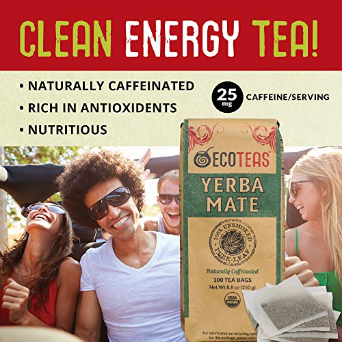 ECOTEAS Organic Yerba Mate Tea Bags Unsmoked - 100 Count Pack of 3