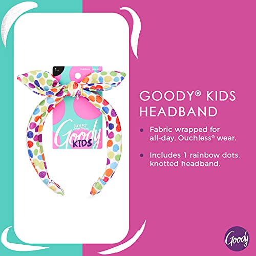 Goody Kids Rainbow Polka Dot Headbands Pack of 4 - Comfortable All-Day Hair Accessories