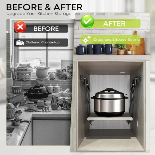 Heavy Duty Appliance Lift for Cabinets Supports Up to 60 lbs - Soft Close Kitchen Organizer