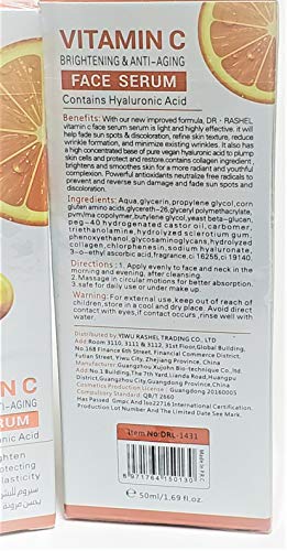 Dr Rashel Vitamin C Face Serum with Hyaluronic Acid & Collagen Eye Masks - Anti-Aging, Firming, Hydrating - Pack of 2