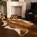 BENRON Faux Cowhide Rug Caramel 5'2" x 6'3" Irregular Cow Print Home Decor