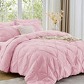 California King Comforter Set 7-Piece Bed in a Bag Pink Microfiber Bedding